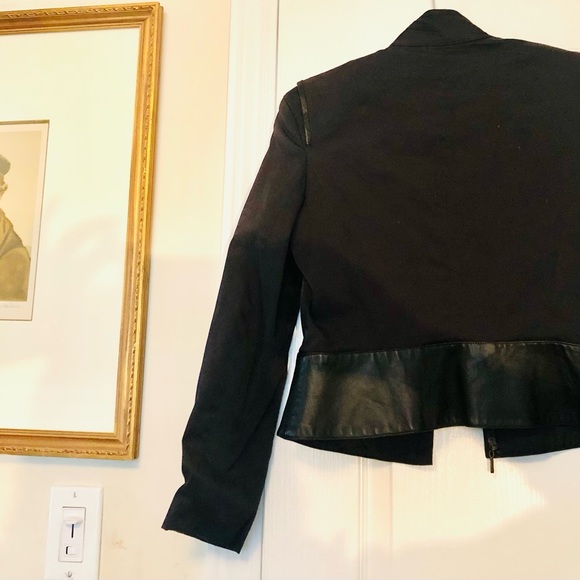 Laundry by Shelli Segal LAMB LEATHER waist cotton spandex tapered cropped jacket - Picture 2 of 13